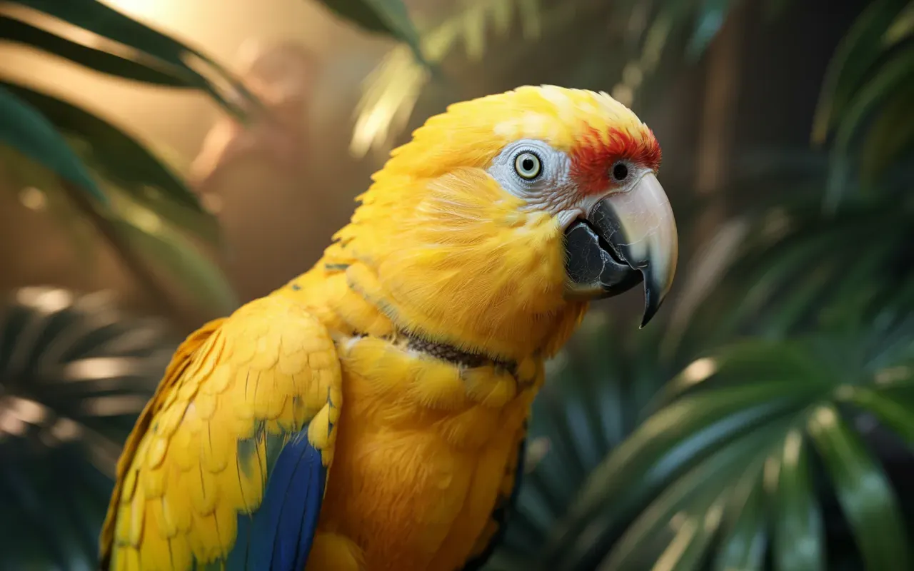 Yellow parrot close up symbolic