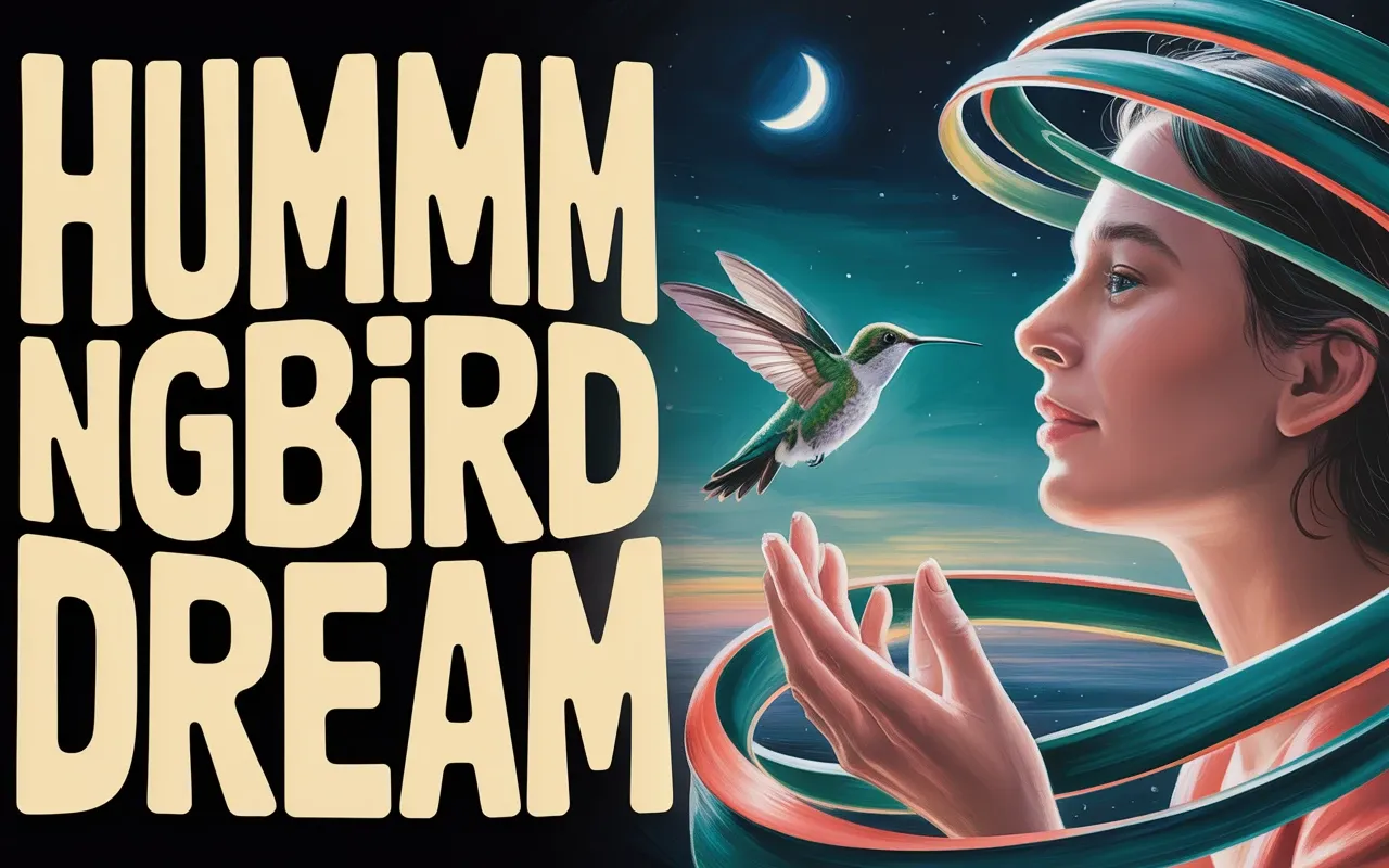 Dream about a hummingbird hovering in front of you — surrealist illustration