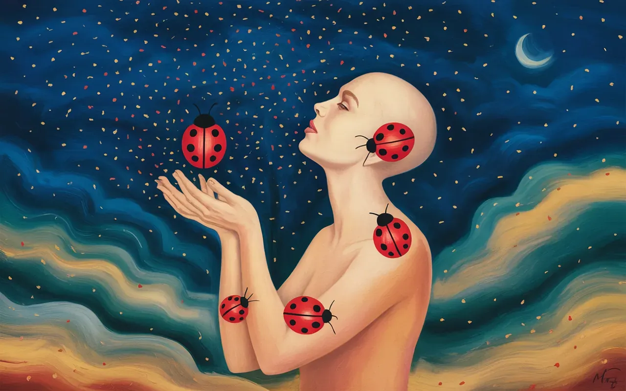 Jungian dreamscape with ladybug symbols — psychology of lucky insect dreams