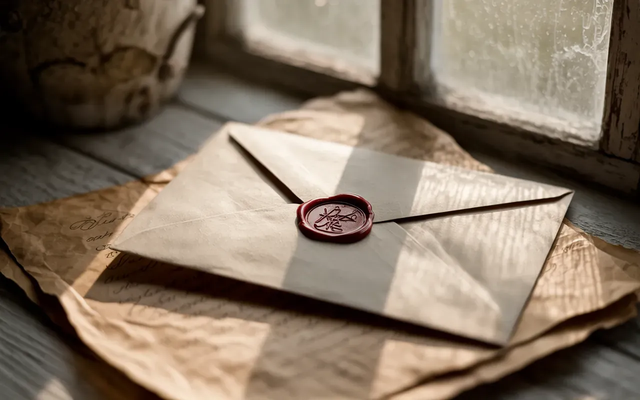 White envelope with wax seal dream symbol