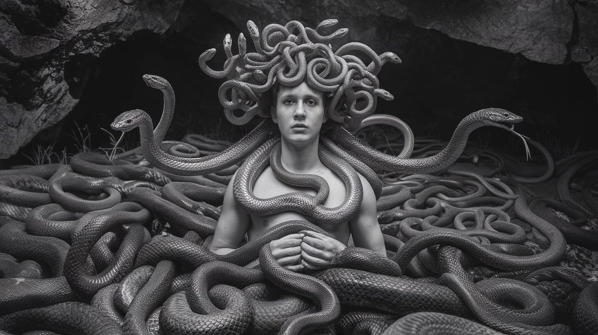 Golden jewelry in abstract Jungian dreamscape