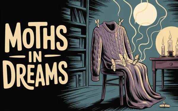 Dark fantasy illustration of moths eating clothes in a moonlit attic, dream meaning